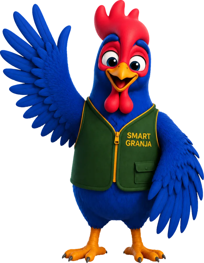 Personaje de Smart Granja Aves saludando
